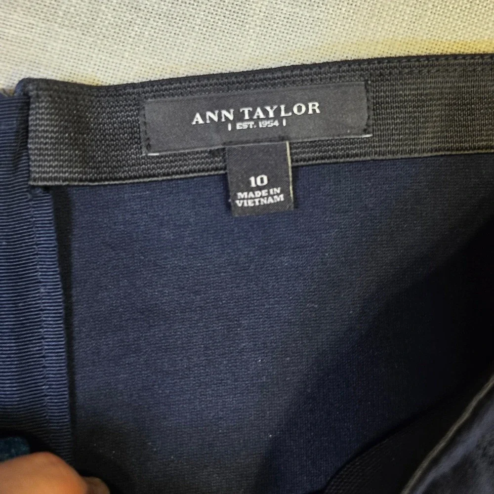 Ann Taylor Navy Blue Ponte Knit Pencil Skirt High Waist Office Wear Size 10
